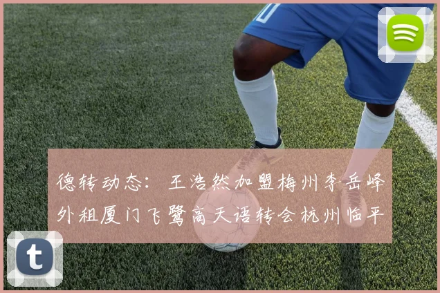 德转动态：王浩然加盟梅州李岳峰外租厦门飞鹭高天语转会杭州临平吴越